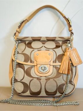 Coach Willis Legacy 70th Anniversary Signature Canvas Shoulder Bag w/Tassel GUC